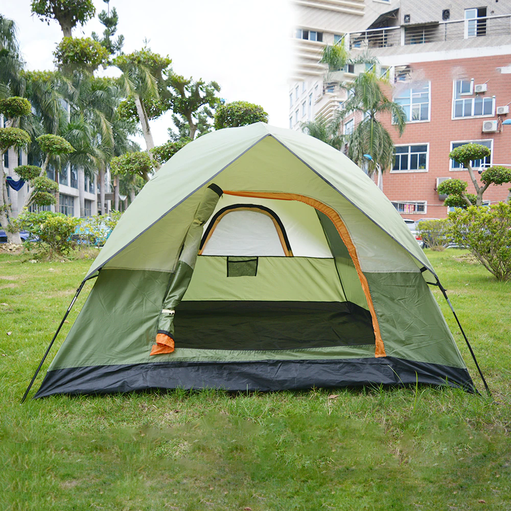 Cheap Goat Tents Upgraded 3 4 Person Camping Tent Double Layer Waterproof Tear resistant Plaid Fabric Outdoor Hiking Tourist Tent  3 Season Tent Tents 